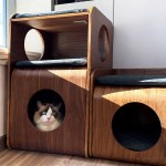 猫窝四季通用封闭式树洞猫屋实木共用家具猫几