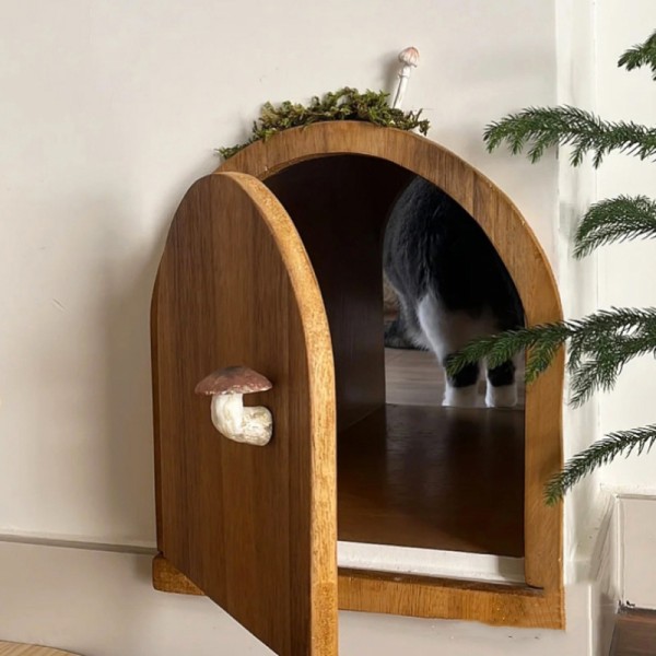 猫门卧室自由出入静音进出墙上开洞实木定制猫洞