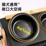 猫碗陶瓷实木碗架可调节斜面护颈狗碗双碗水碗慢食碗盆