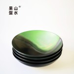 山水窑变果盘景德镇高颜值手工陶瓷餐盘复古中式零食圆盘家用盘子