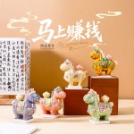唐三彩马陶瓷摆件小胖马办公室装饰摆件博物馆文创伴手礼纪念礼品