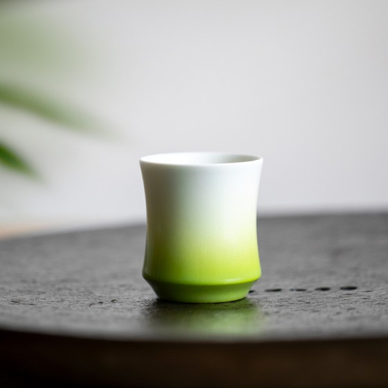 青竹品茗杯景德镇陶瓷手工小茶杯竹节杯创意主人杯中式酒杯