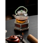 古篱锡制岩石梅花温茶器蜡烛酒精烤茶煮茶炉家用加热暖茶底座