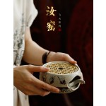 敦煌飞天鎏金汝窑温茶炉套装蜡烛加热家用茶壶温茶炉暖茶器