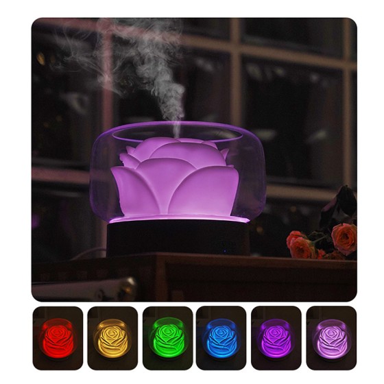 新款花随加湿器小型香薰机超声波精油家用卧室静音小夜灯创意礼物