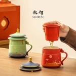 故宫文创陶瓷马克杯子带盖办公室茶水分离泡茶杯高档礼盒送礼