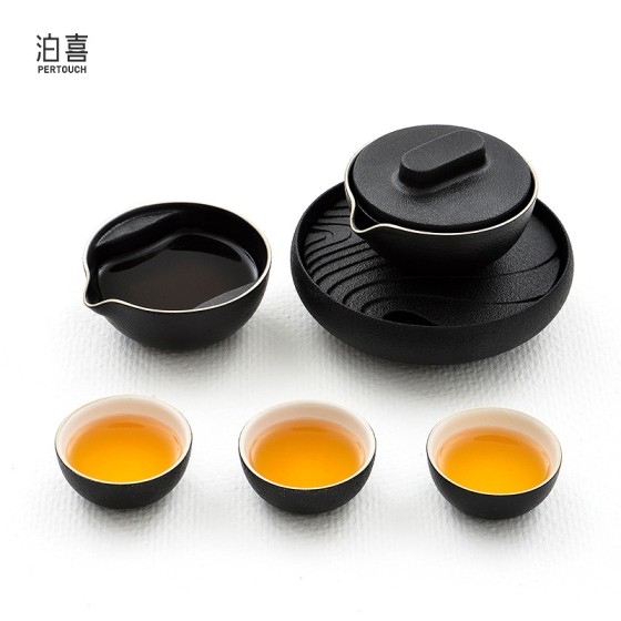 泊喜小巨蛋老干泡迷你壶承圆形日式功夫陶瓷储水小茶盘配件