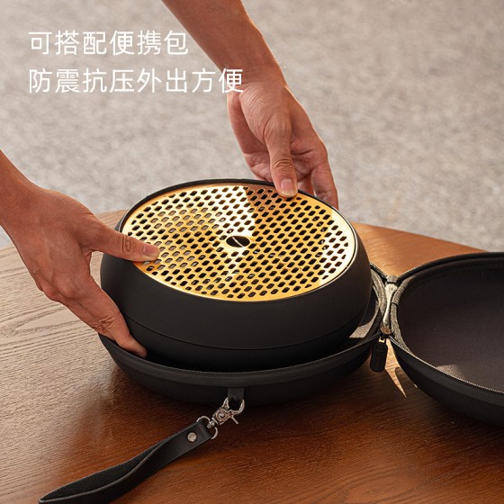 泊喜圆形茶盘家用轻奢高档托盘干泡台小型干泡茶盘茶海储水式茶具