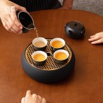 泊喜圆形茶盘家用轻奢高档托盘干泡台小型干泡茶盘茶海储水式茶具
