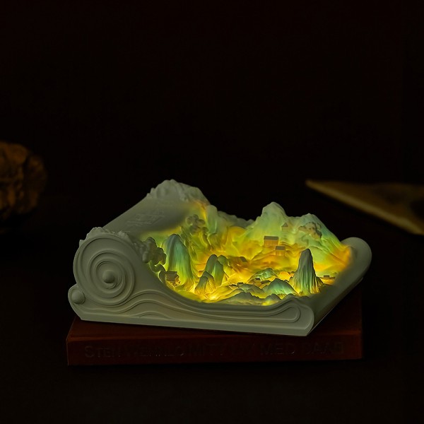 千里江山无线充小夜灯蓝牙音响香薰桌面摆件氛围圣诞乔迁生日礼物